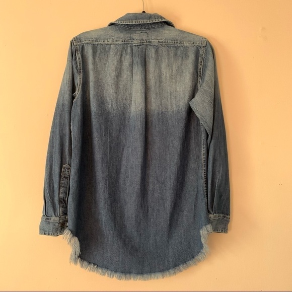 Current Elliot Distressed Denim Button Down Shirt Jacket - Picture 5 of 5